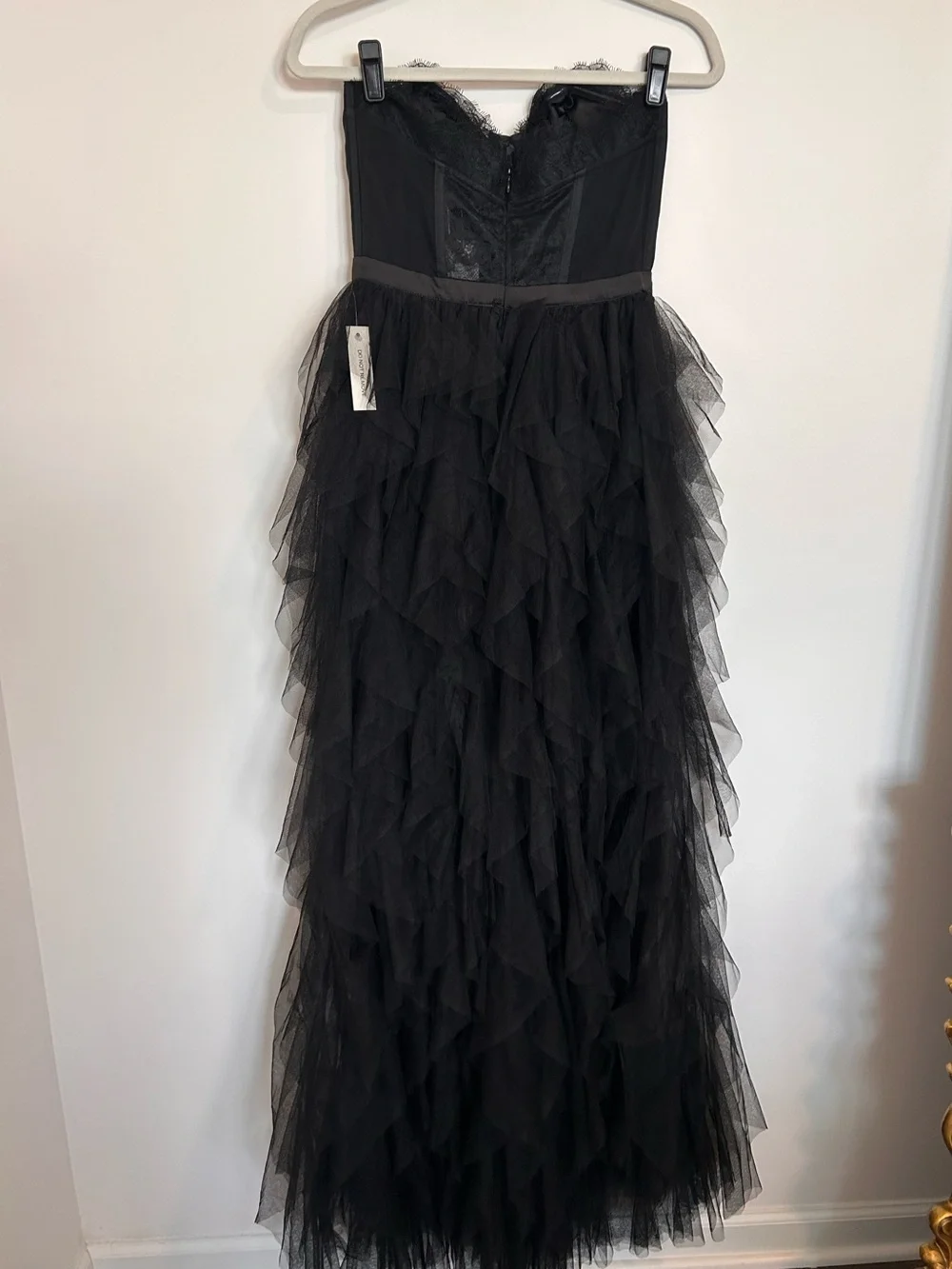 Free People For Love & Lemons Black Tulle Corset Maxi Dress NWT Small - Picture 8 of 16